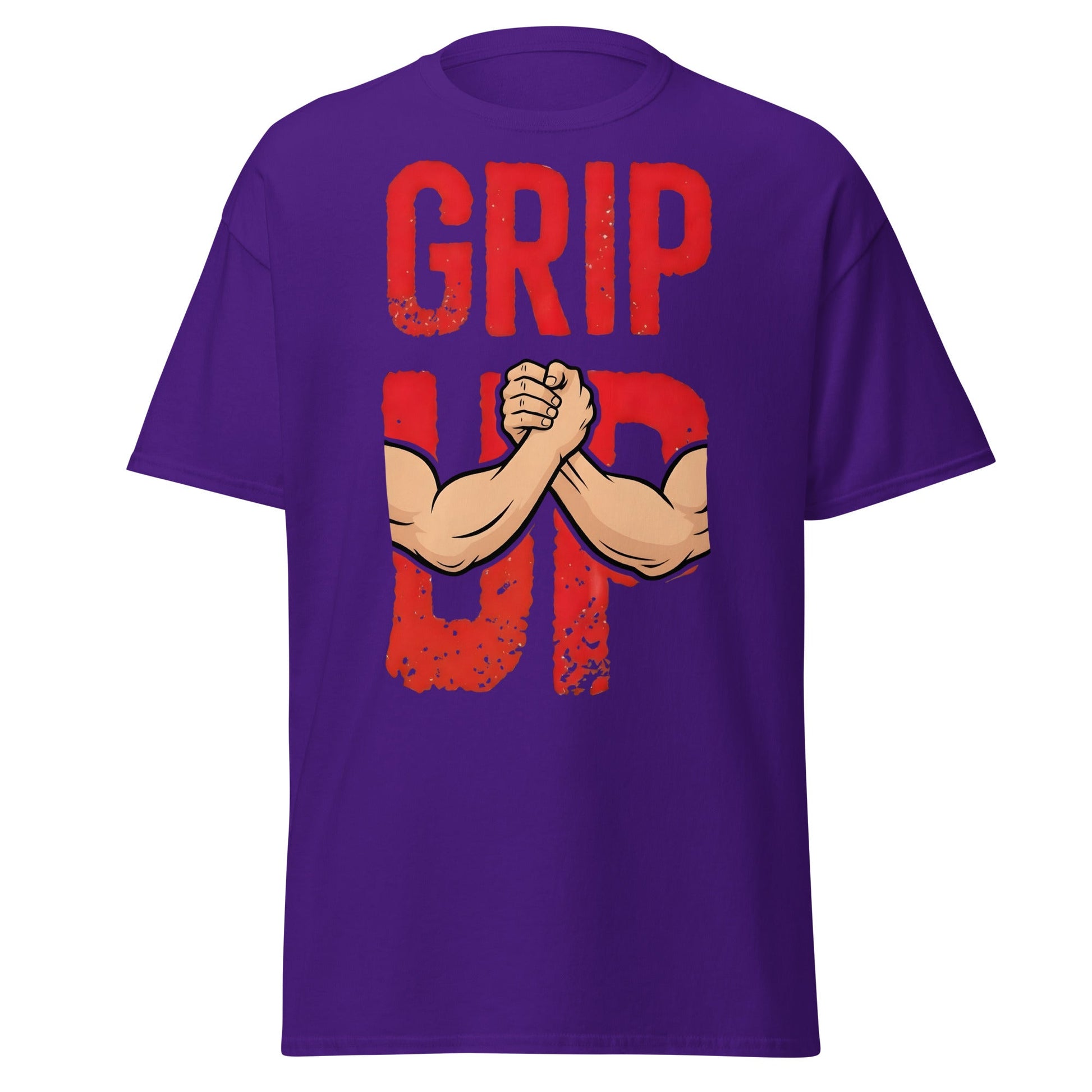 Grip Up Arm Wrestling T-Shirt - Strength & Fitness Tee - Purple - T-Shirts Online