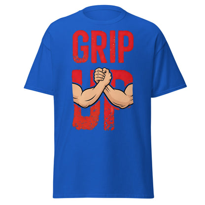 Grip Up Arm Wrestling T-Shirt - Strength & Fitness Tee - Royal - T-Shirts Online