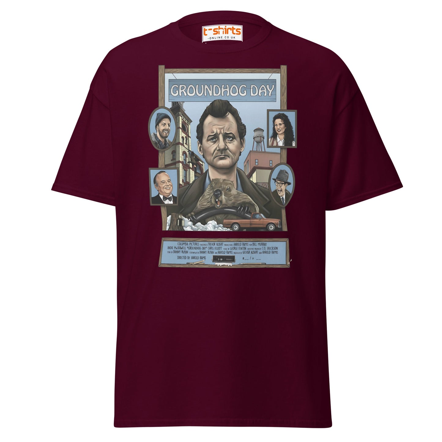 Groundhog Day T-Shirt | Retro Comedy Movie Tribute Tee - Maroon - T-Shirts Online