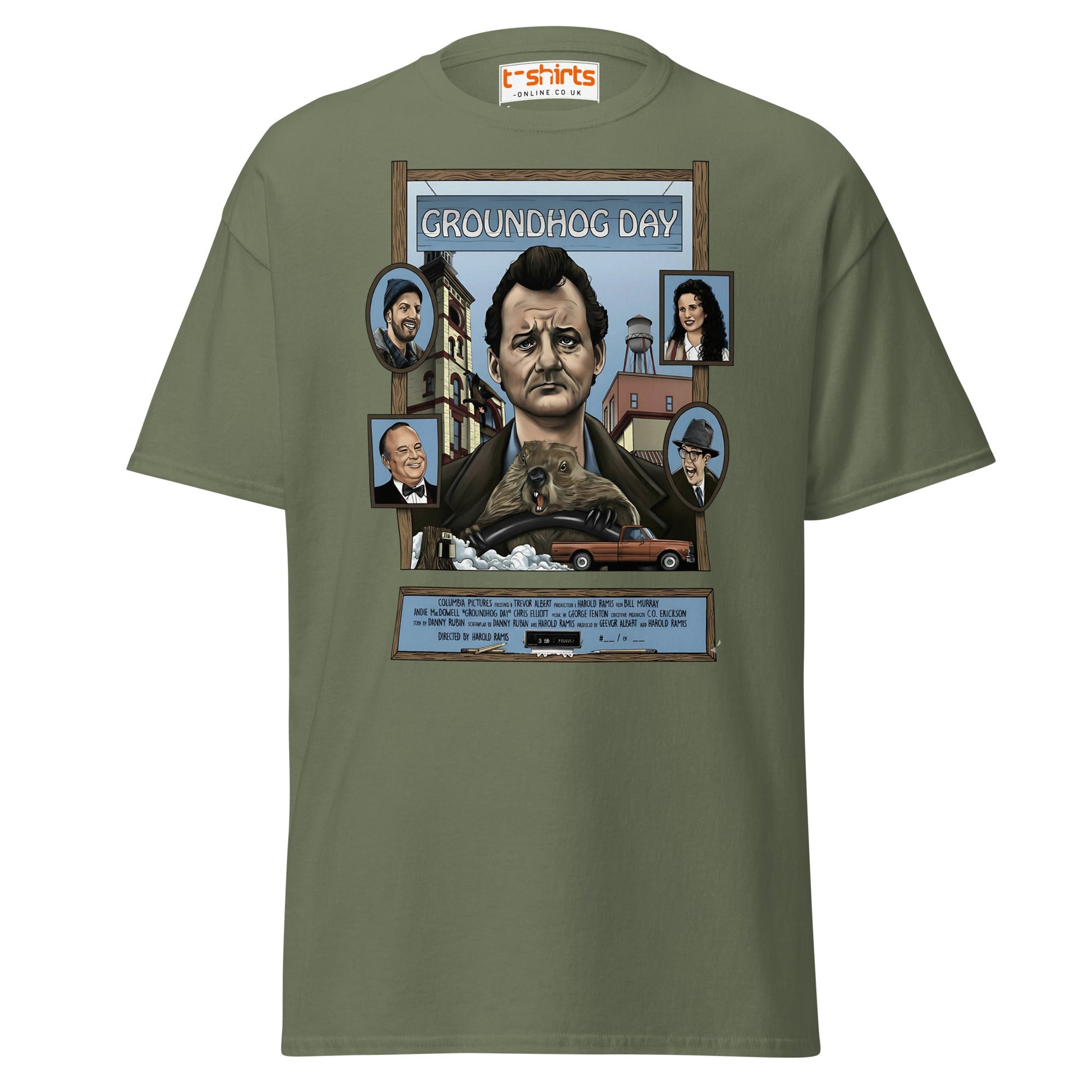 Groundhog Day T-Shirt | Retro Comedy Movie Tribute Tee - Military Green - T-Shirts Online