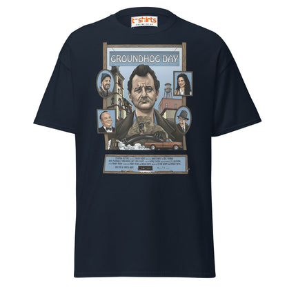 Groundhog Day T-Shirt | Retro Comedy Movie Tribute Tee - Navy - T-Shirts Online