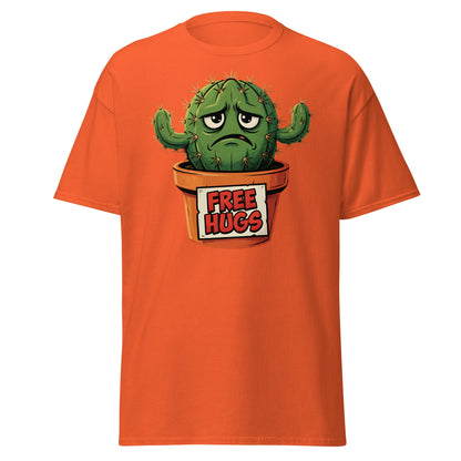 Grumpy Cactus Free Hugs T-Shirt - Funny Sarcastic Tee - Orange - T-Shirts Online