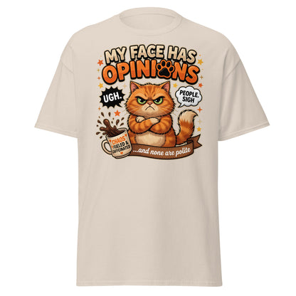 Grumpy Cat Opinions T-Shirt – Sarcastic Funny Coffee Tee - Natural - T-Shirts Online