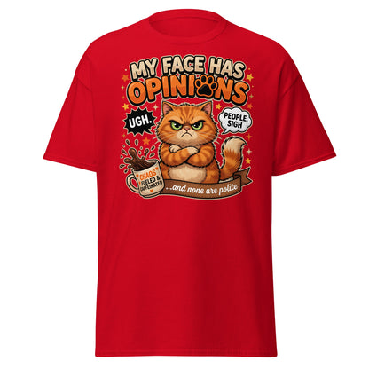 Grumpy Cat Opinions T-Shirt – Sarcastic Funny Coffee Tee - Red - T-Shirts Online
