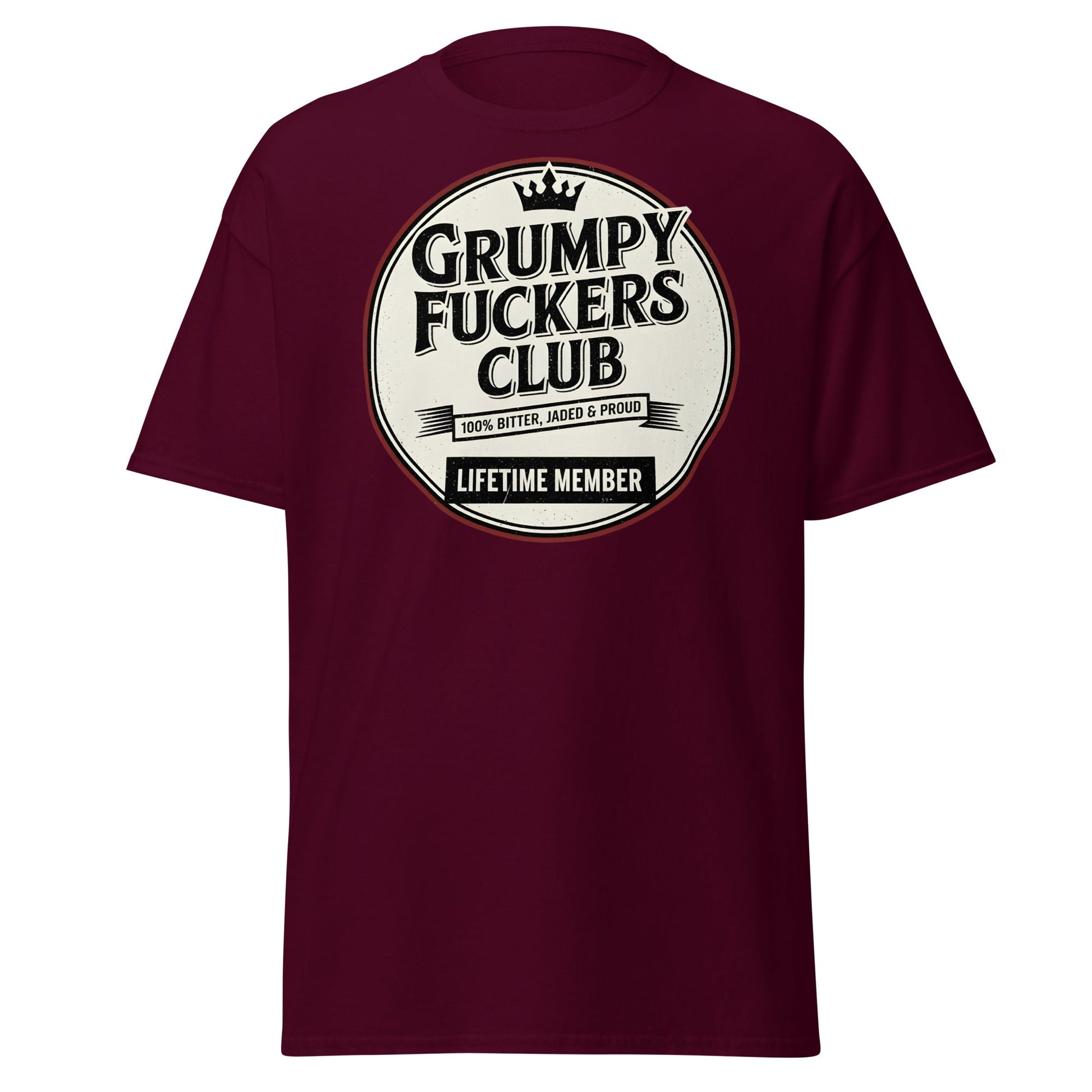 Grumpy F*ckers Club - Lifetime Member Tee - Maroon - T-Shirts Online