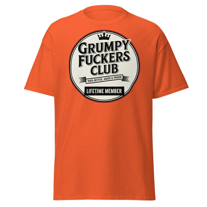Grumpy F*ckers Club - Lifetime Member Tee - Orange - T-Shirts Online