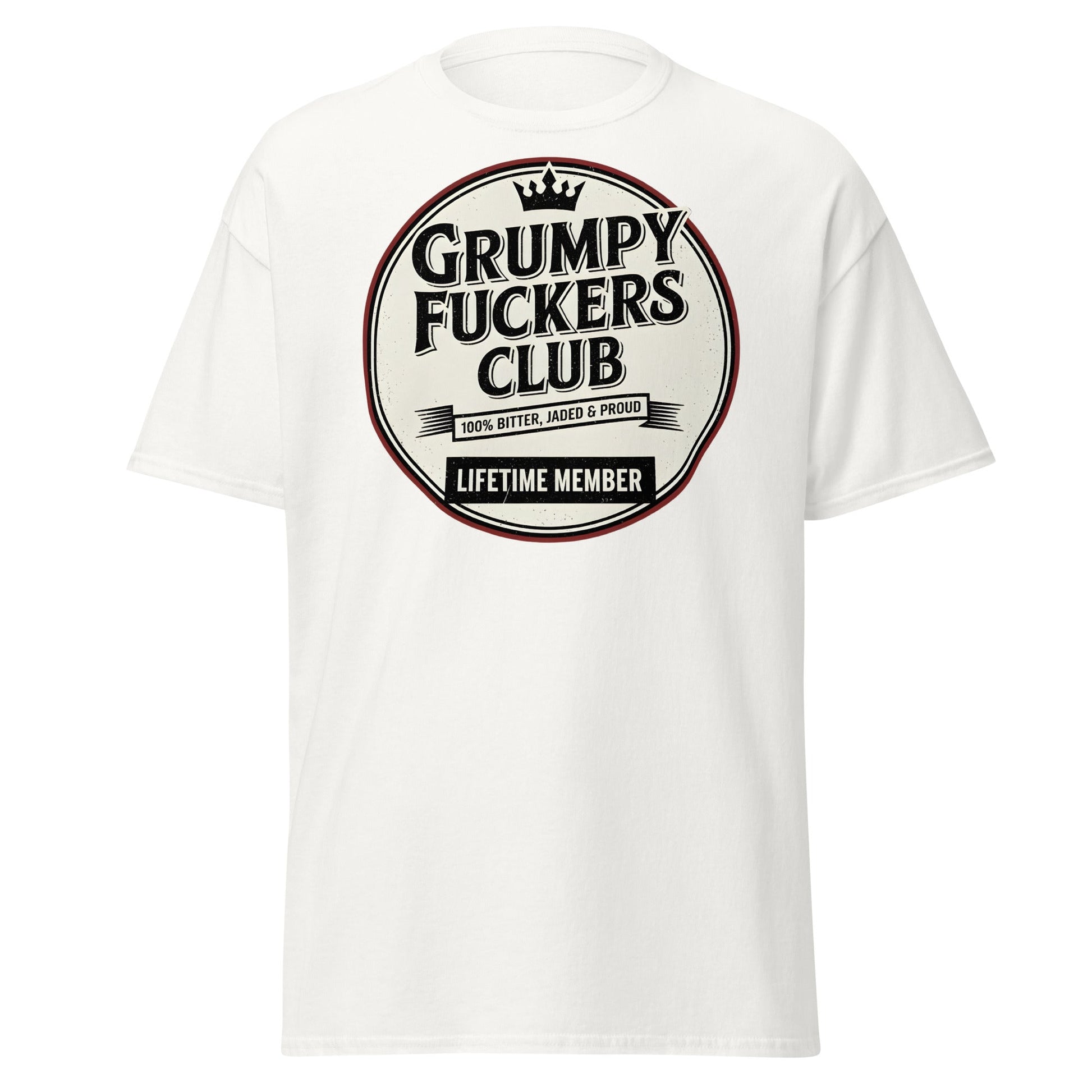 Grumpy F*ckers Club - Lifetime Member Tee - White - T-Shirts Online