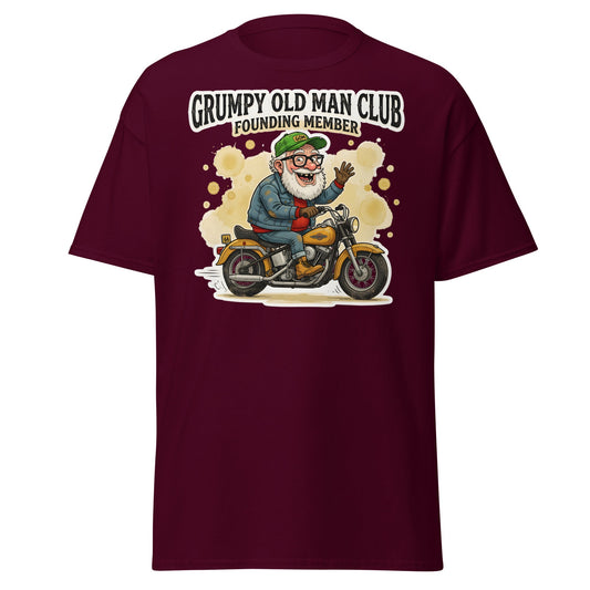 Grumpy Old Man Club Founding Member T-Shirt - Maroon - T-Shirts Online