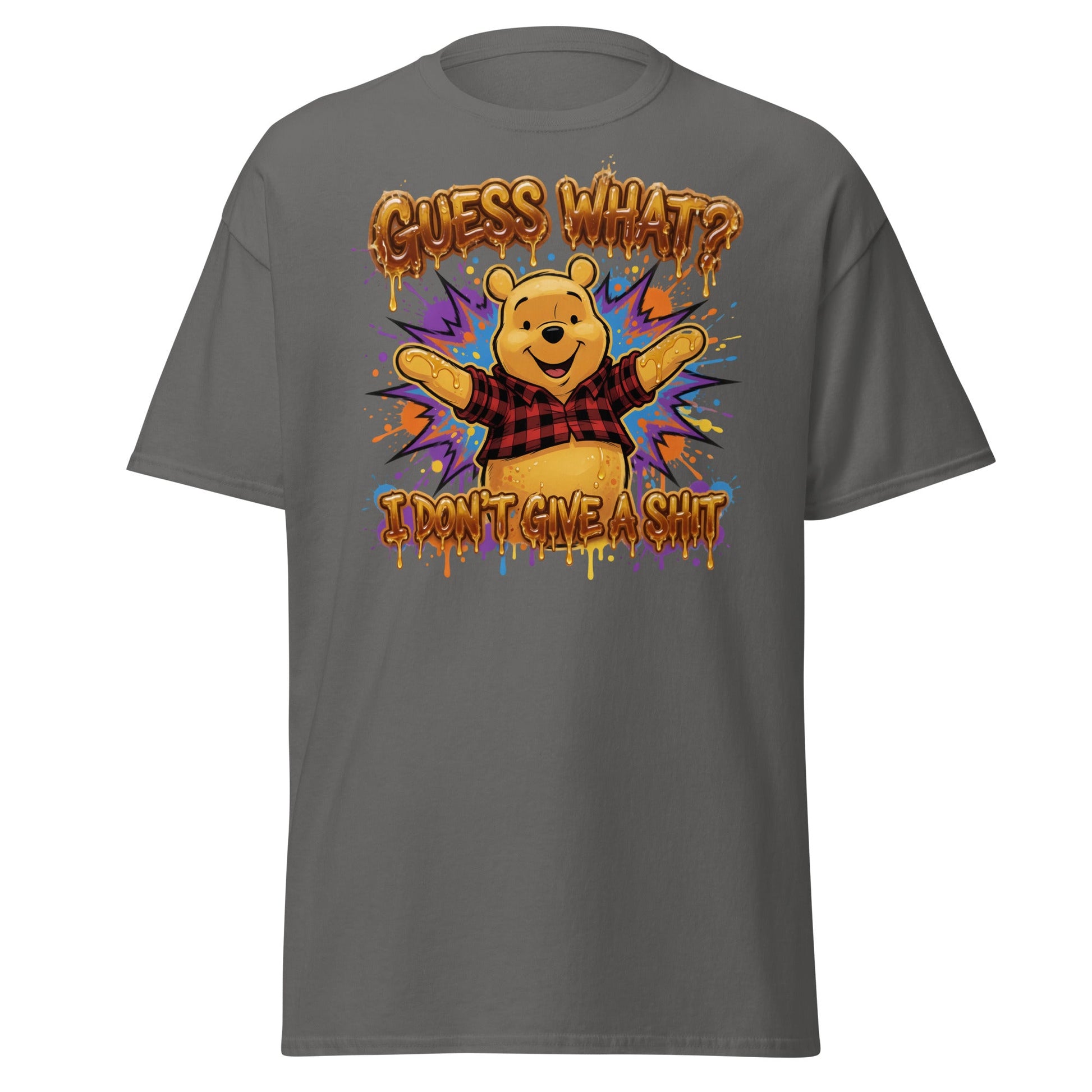 Guess What? I Don't Give a Shit Pooh T-Shirt | Funny Adult Tee - Charcoal - T-Shirts Online