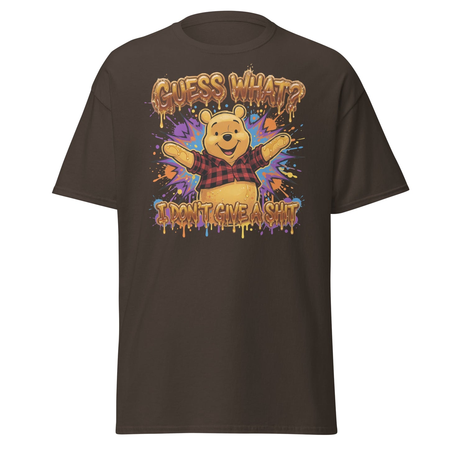 Guess What? I Don't Give a Shit Pooh T-Shirt | Funny Adult Tee - Dark Chocolate - T-Shirts Online