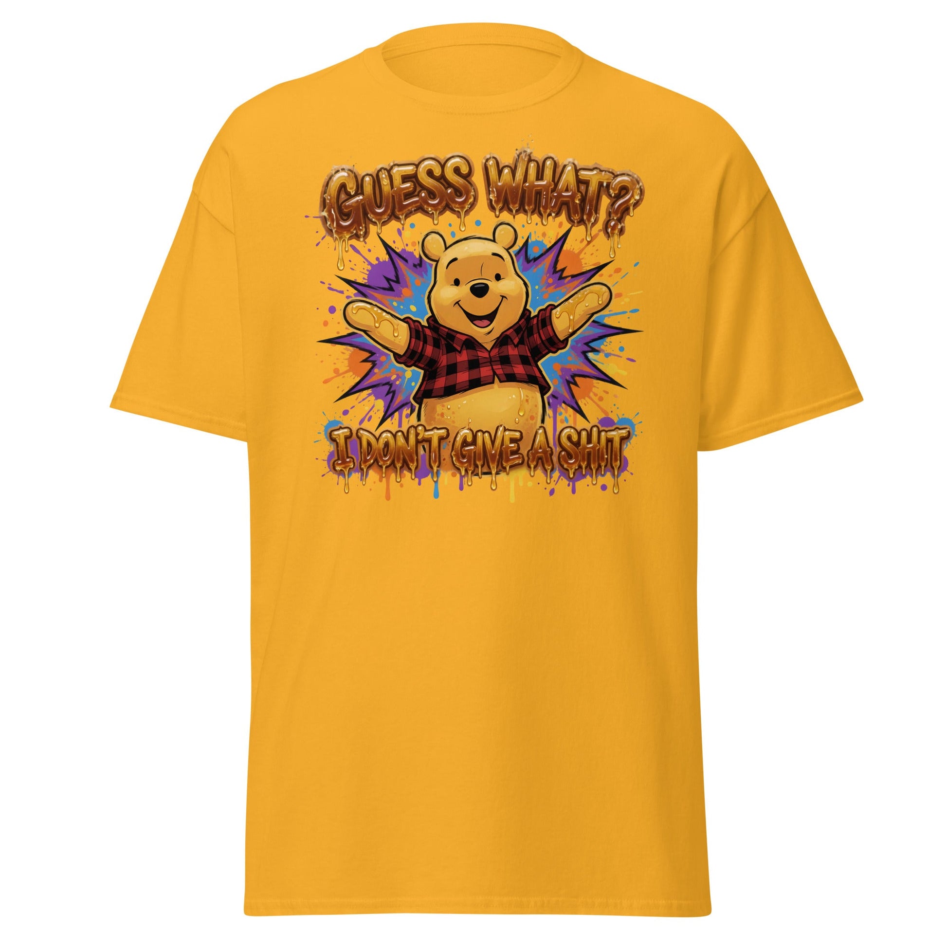 Guess What? I Don't Give a Shit Pooh T-Shirt | Funny Adult Tee - Gold - T-Shirts Online