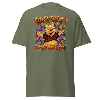Guess What? I Don't Give a Shit Pooh T-Shirt | Funny Adult Tee - Military Green - T-Shirts Online