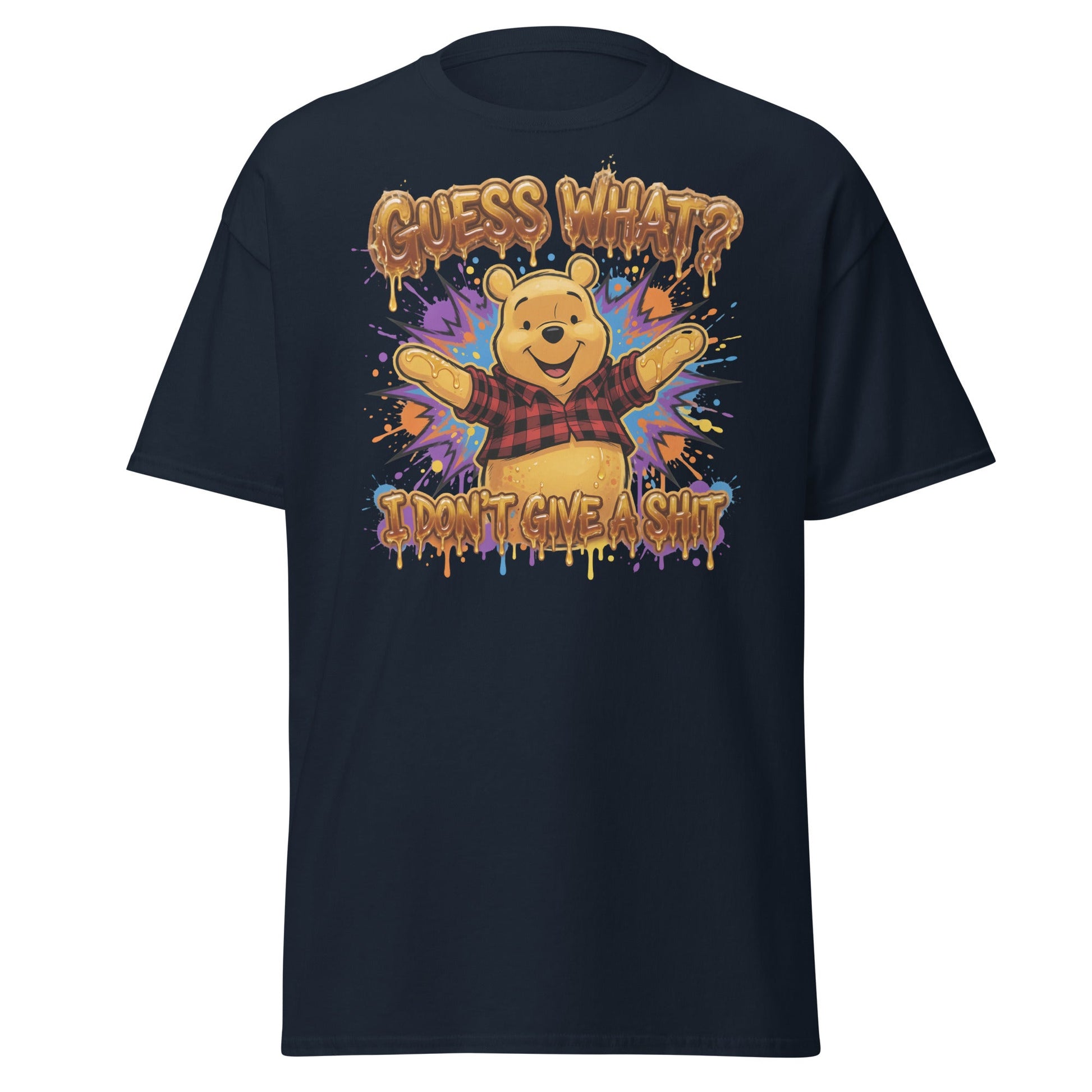 Guess What? I Don't Give a Shit Pooh T-Shirt | Funny Adult Tee - Navy - T-Shirts Online