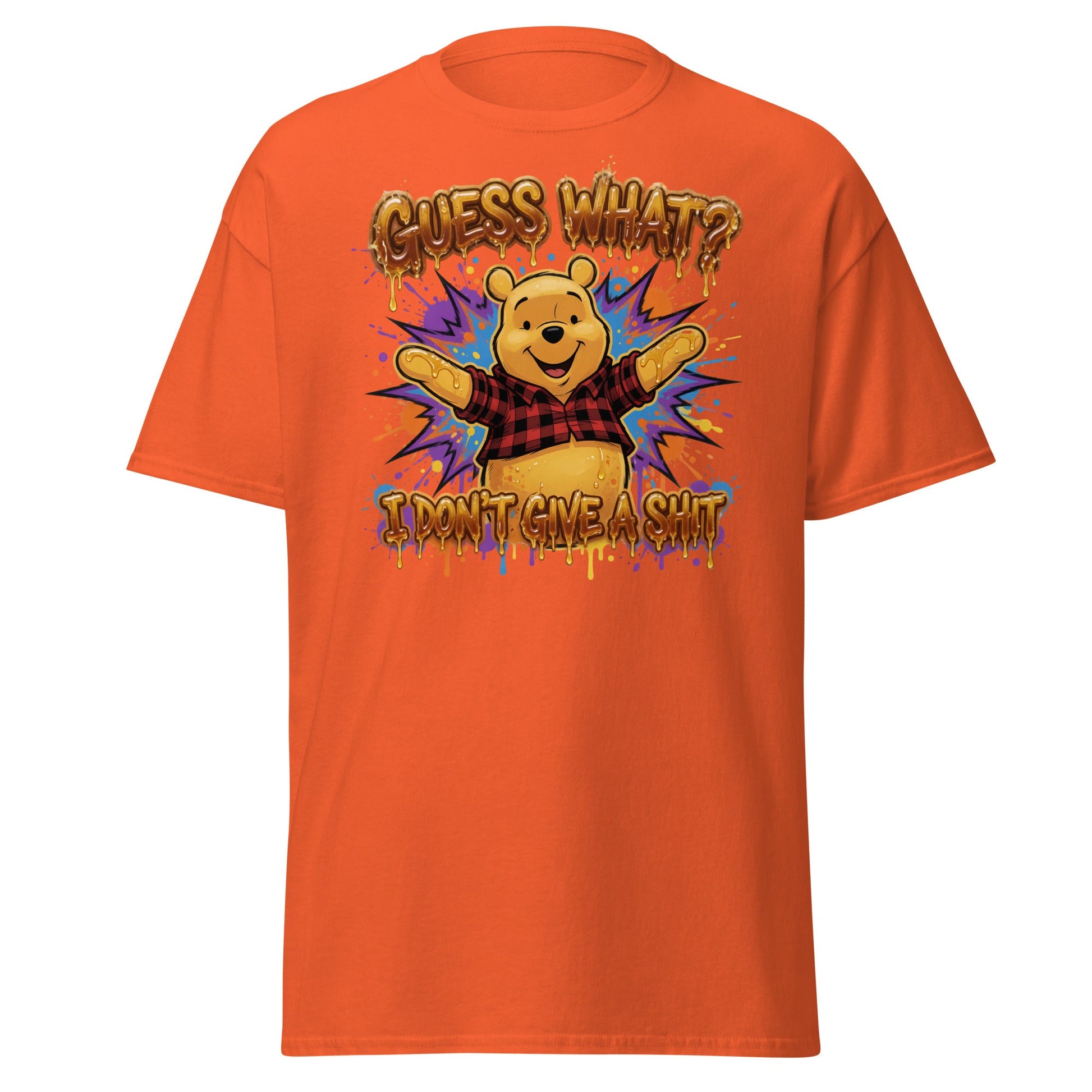Guess What? I Don't Give a Shit Pooh T-Shirt | Funny Adult Tee - Orange - T-Shirts Online