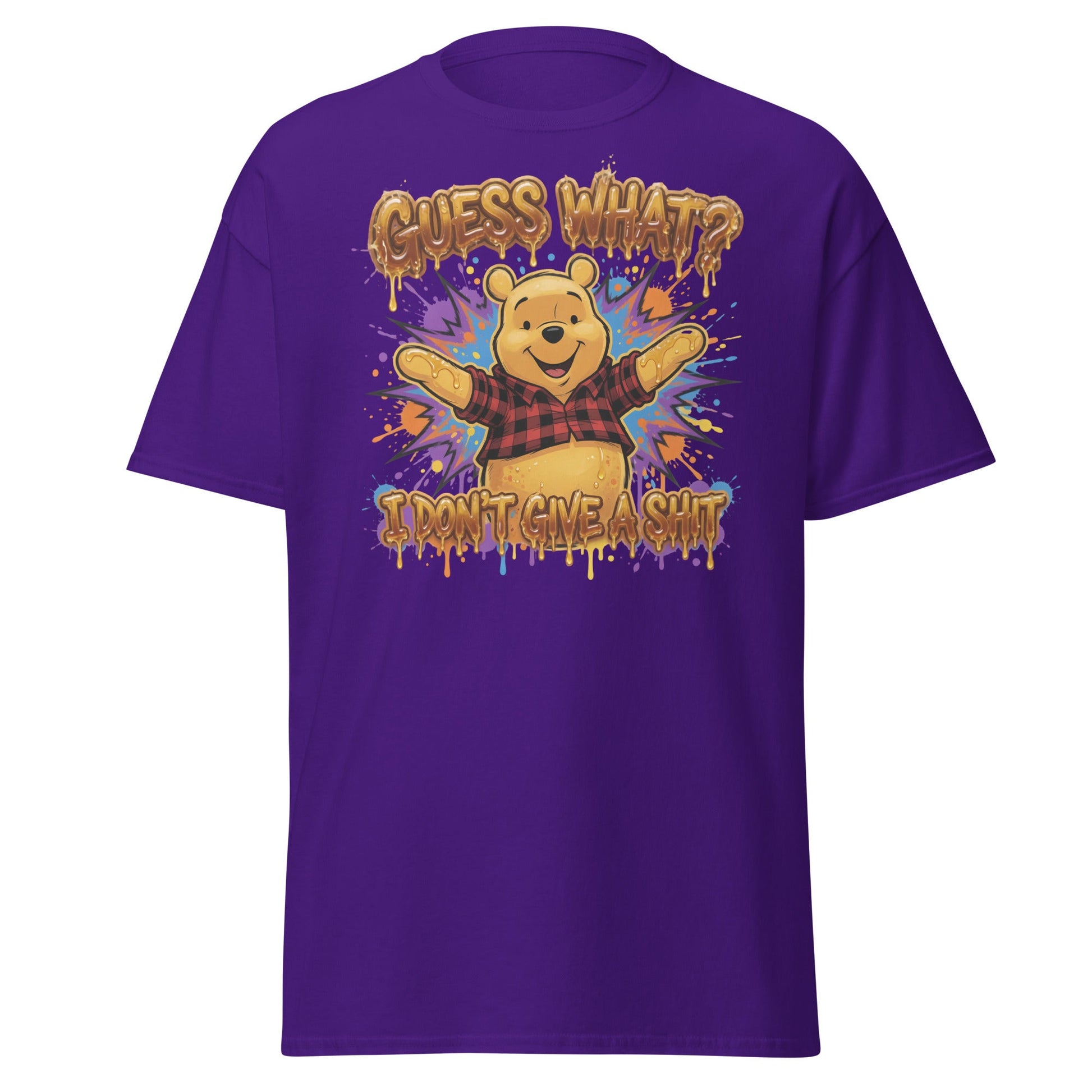 Guess What? I Don't Give a Shit Pooh T-Shirt | Funny Adult Tee - Purple - T-Shirts Online