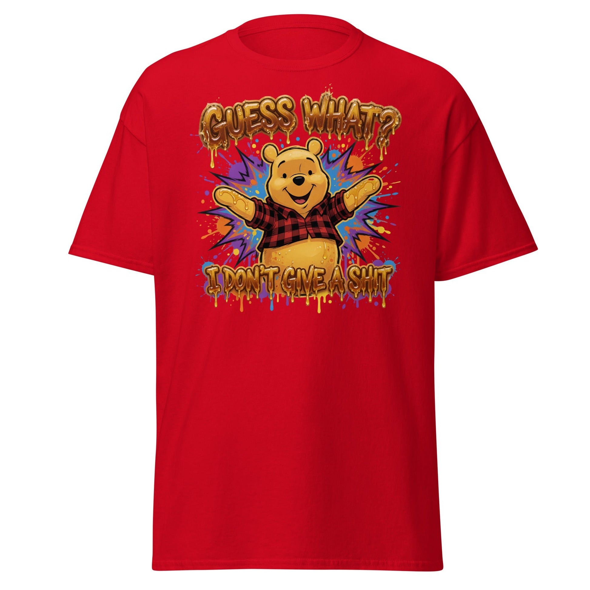 Guess What? I Don't Give a Shit Pooh T-Shirt | Funny Adult Tee - Red - T-Shirts Online