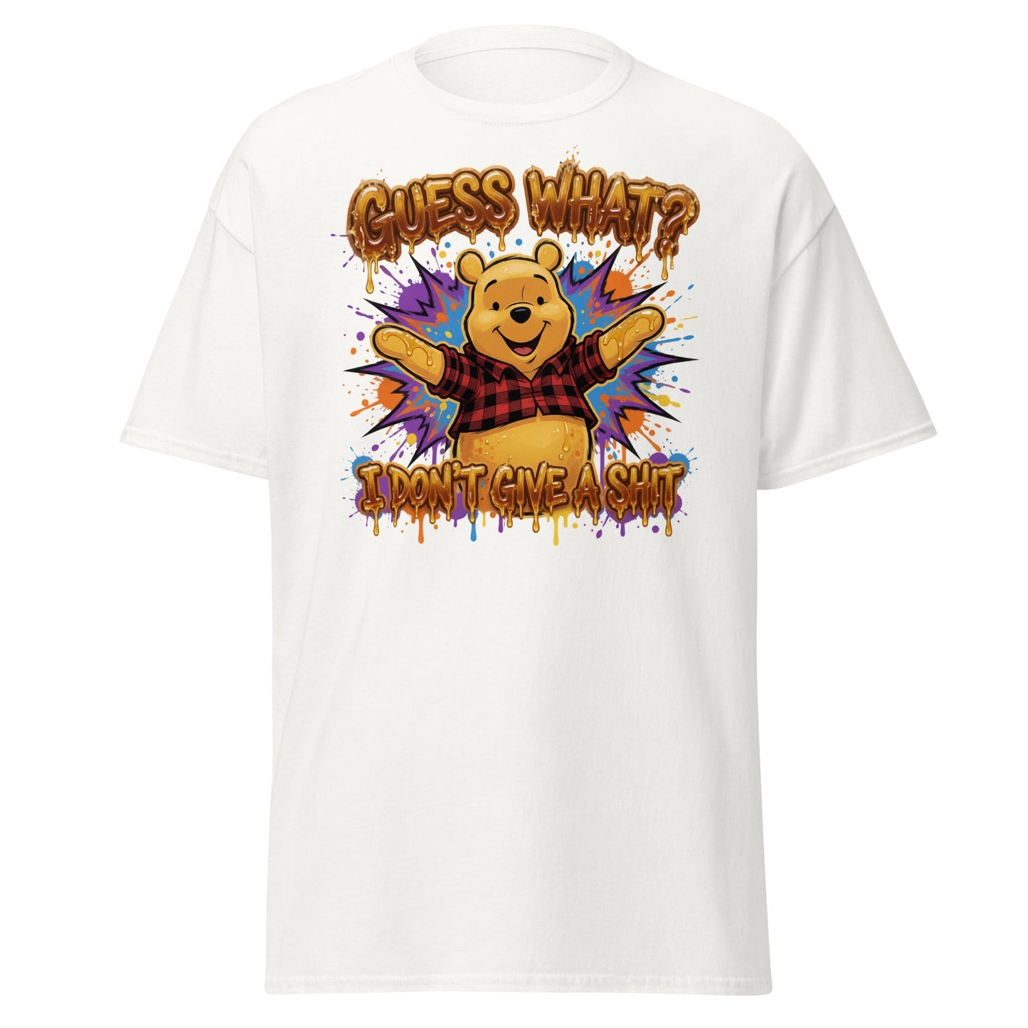 Guess What? I Don't Give a Shit Pooh T-Shirt | Funny Adult Tee - White - T-Shirts Online