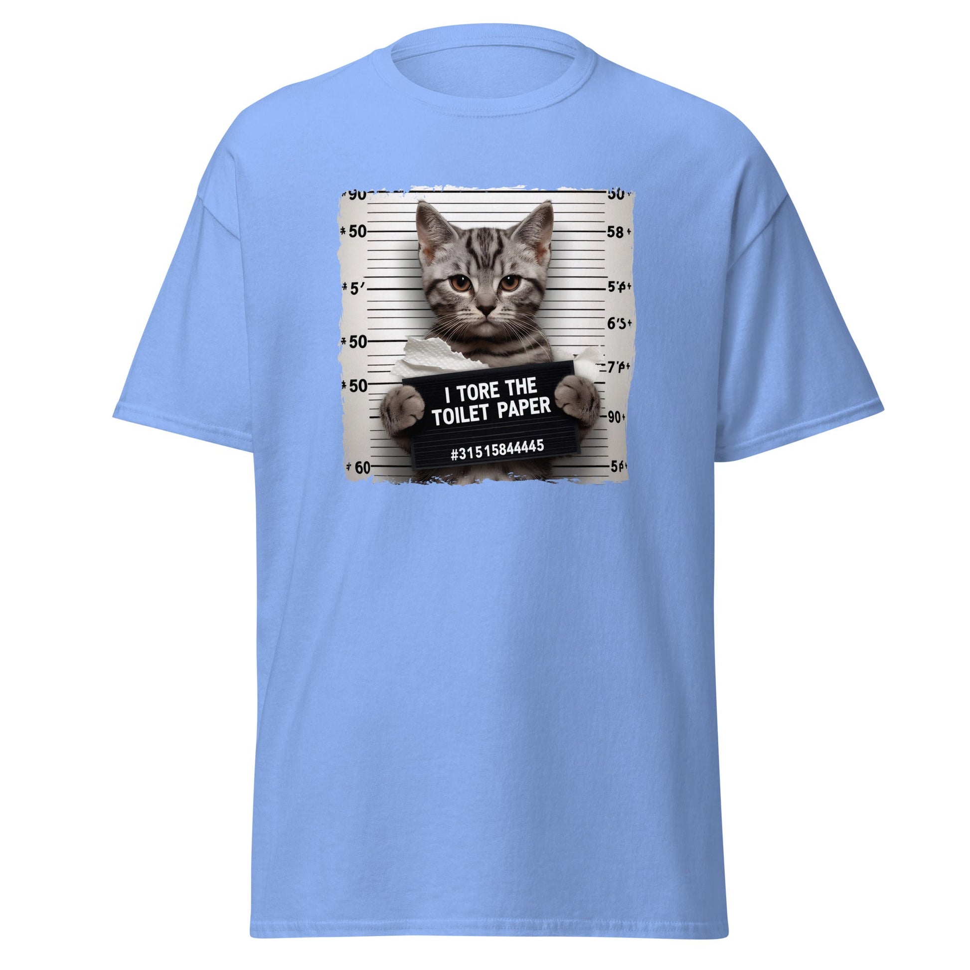 Guilty Cat | Funny Cat T-Shirt - Carolina Blue - T-Shirts Online