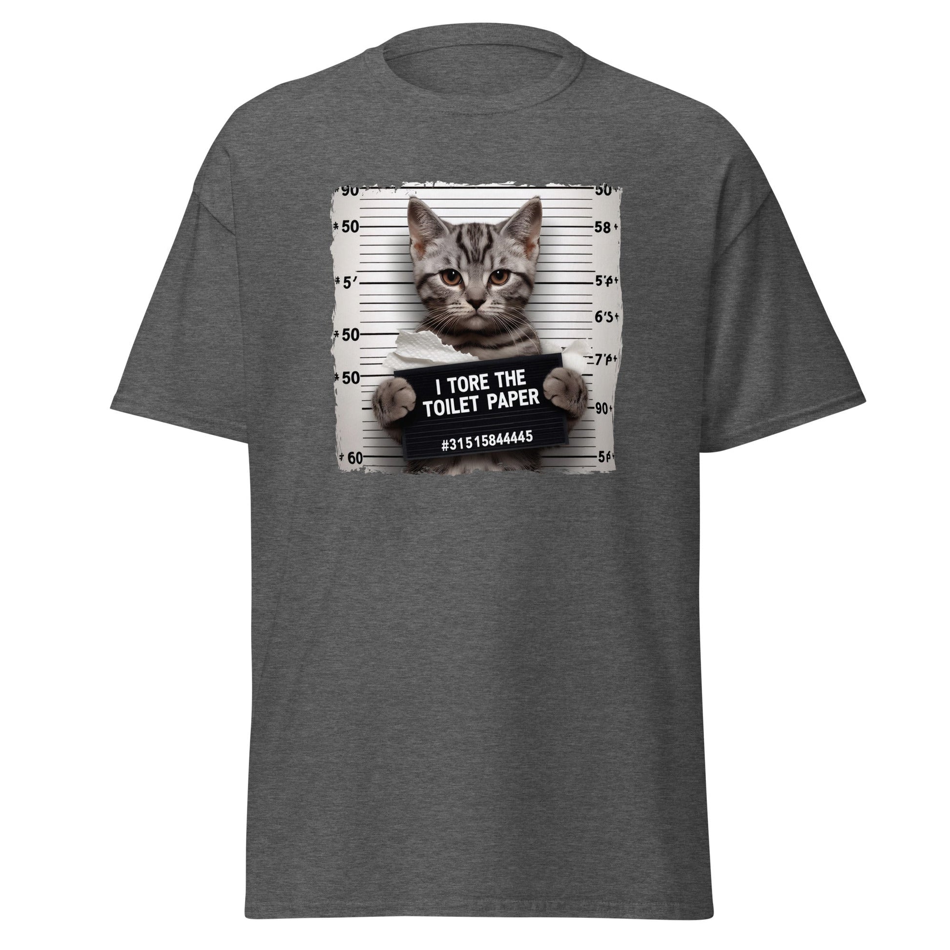 Guilty Cat | Funny Cat T-Shirt - Dark Heather - T-Shirts Online