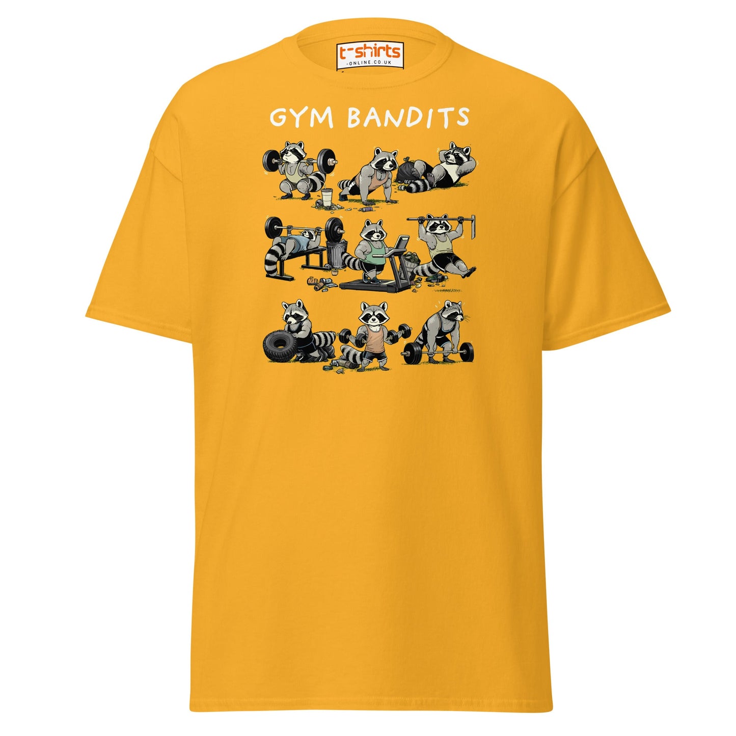 Gym Bandits Raccoon Workout T-Shirt - Gold - T-Shirts Online