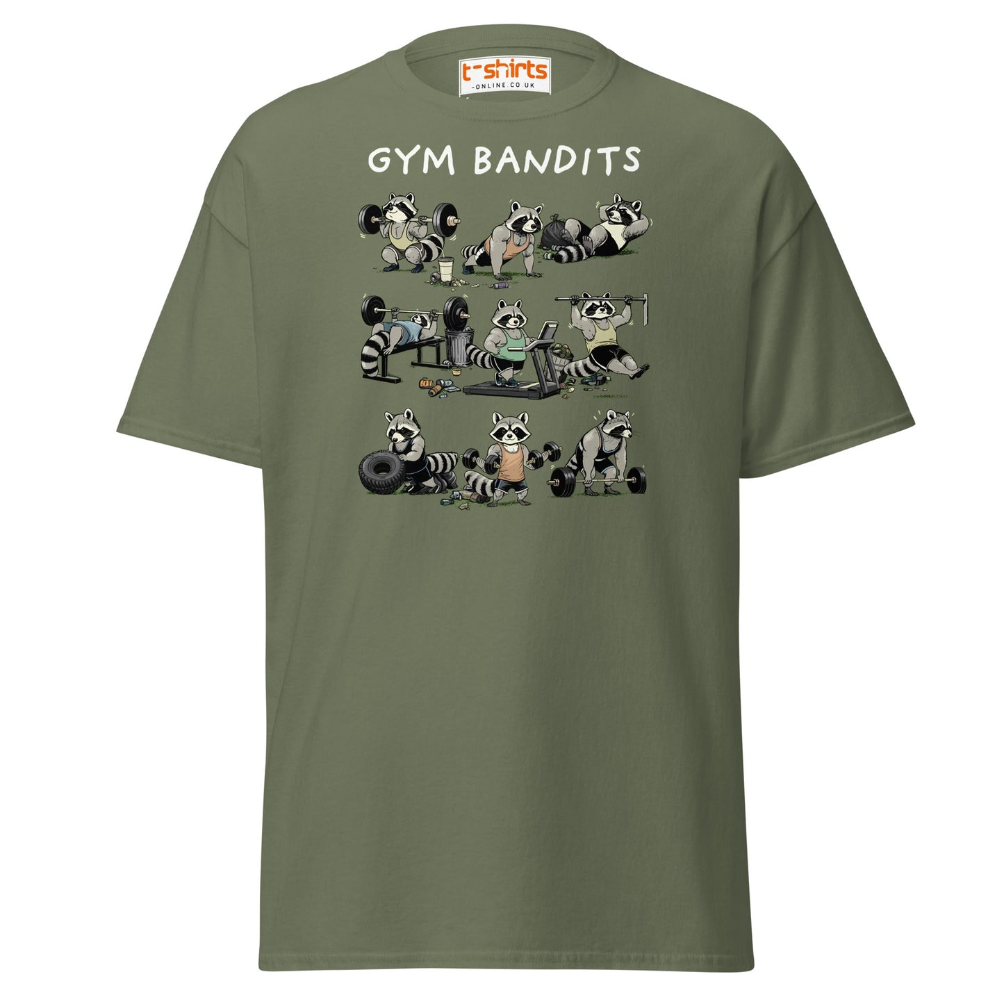 Gym Bandits Raccoon Workout T-Shirt - Military Green - T-Shirts Online