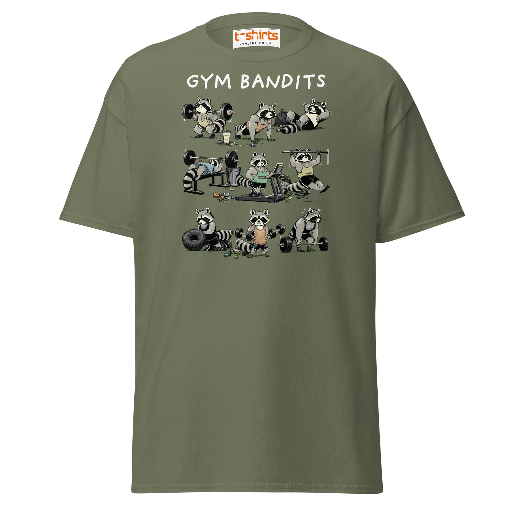 Gym Bandits Raccoon Workout T-Shirt - Military Green - T-Shirts Online