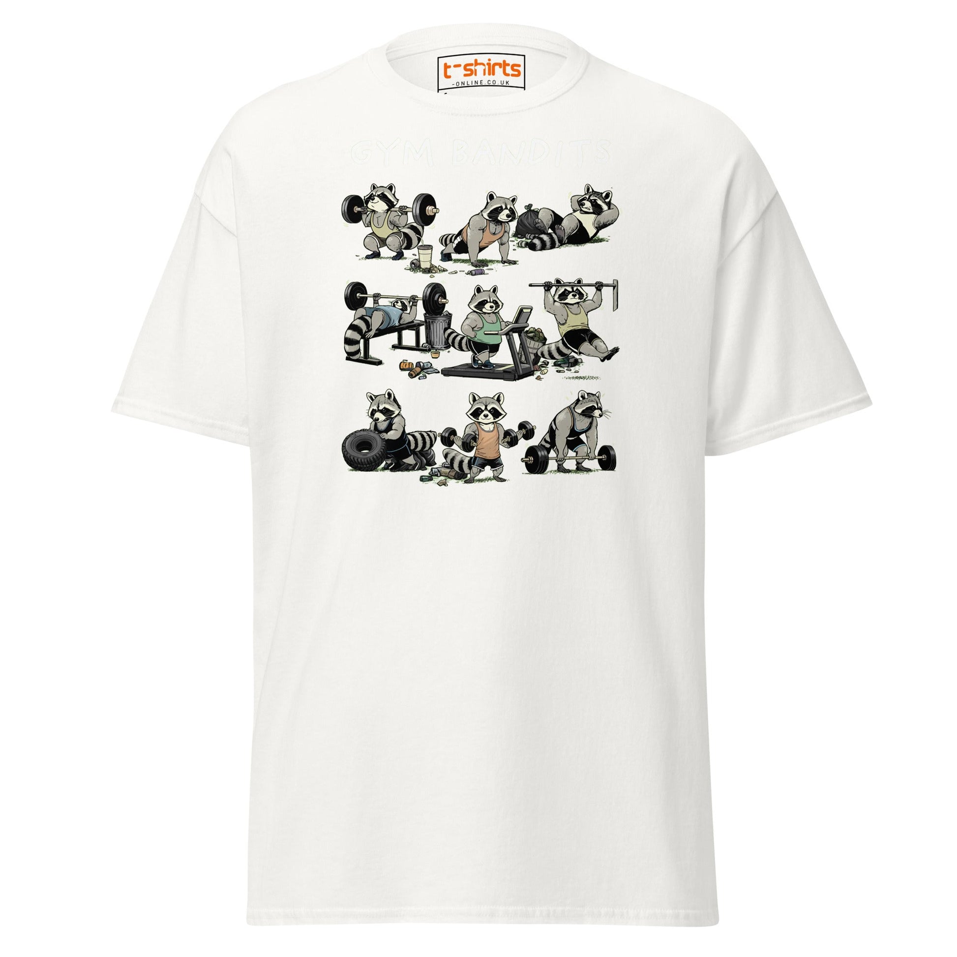 Gym Bandits Raccoon Workout T-Shirt - White - T-Shirts Online