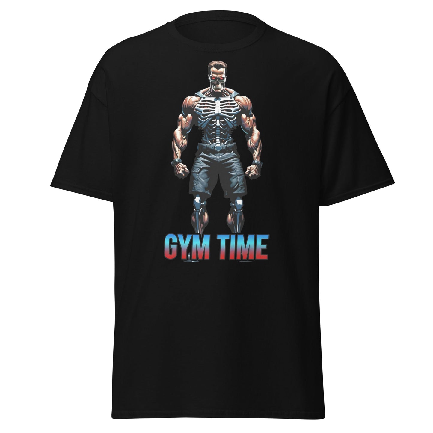 Gym Time Cyborg Skeleton T-Shirt | Bodybuilding Workout Tee - Black - T-Shirts Online