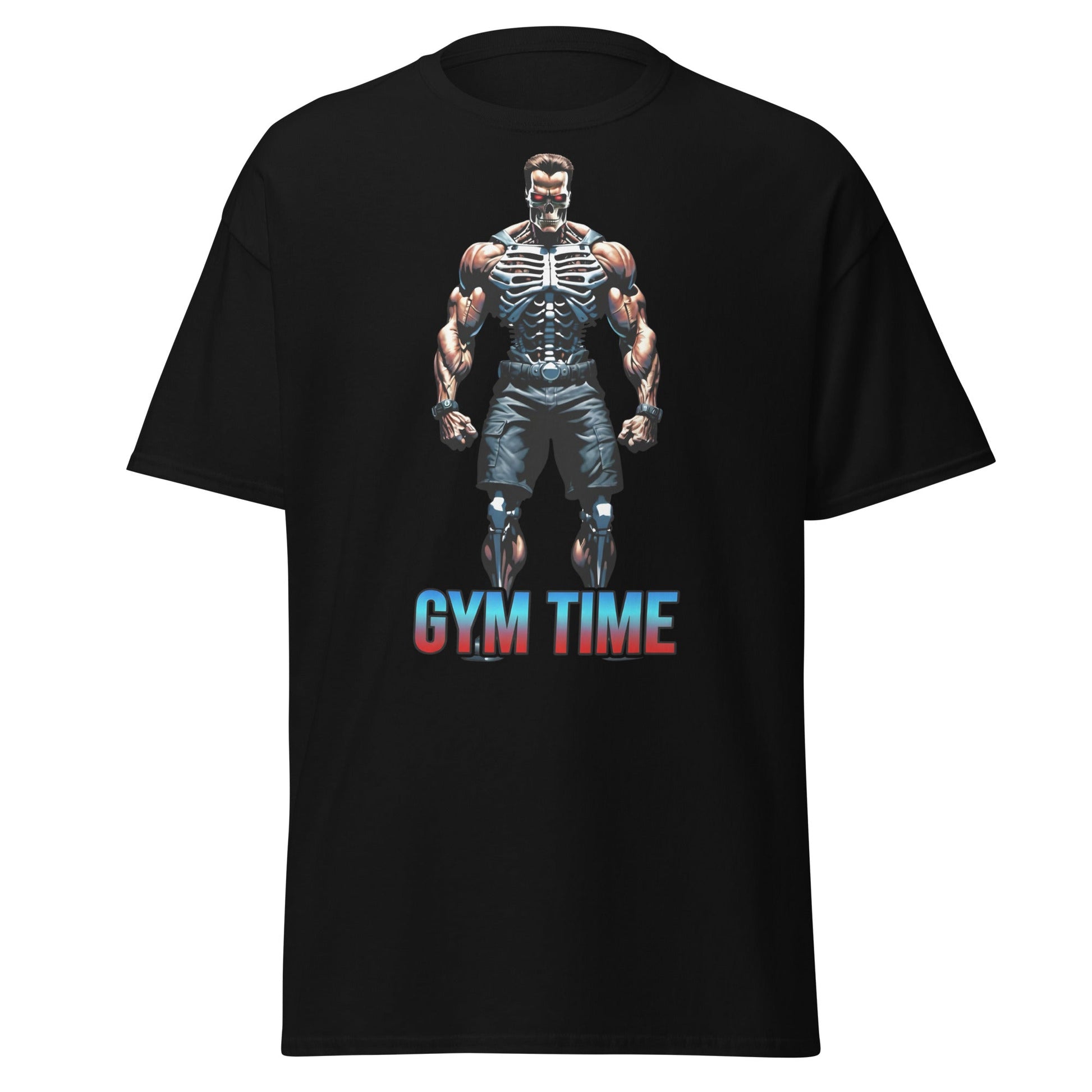 Gym Time Cyborg Skeleton T-Shirt | Bodybuilding Workout Tee - Black - T-Shirts Online
