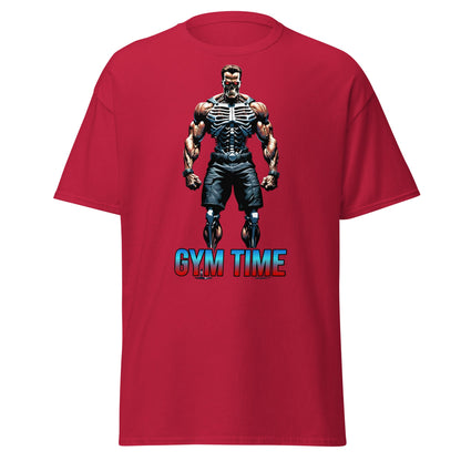 Gym Time Cyborg Skeleton T-Shirt | Bodybuilding Workout Tee - Cardinal - T-Shirts Online