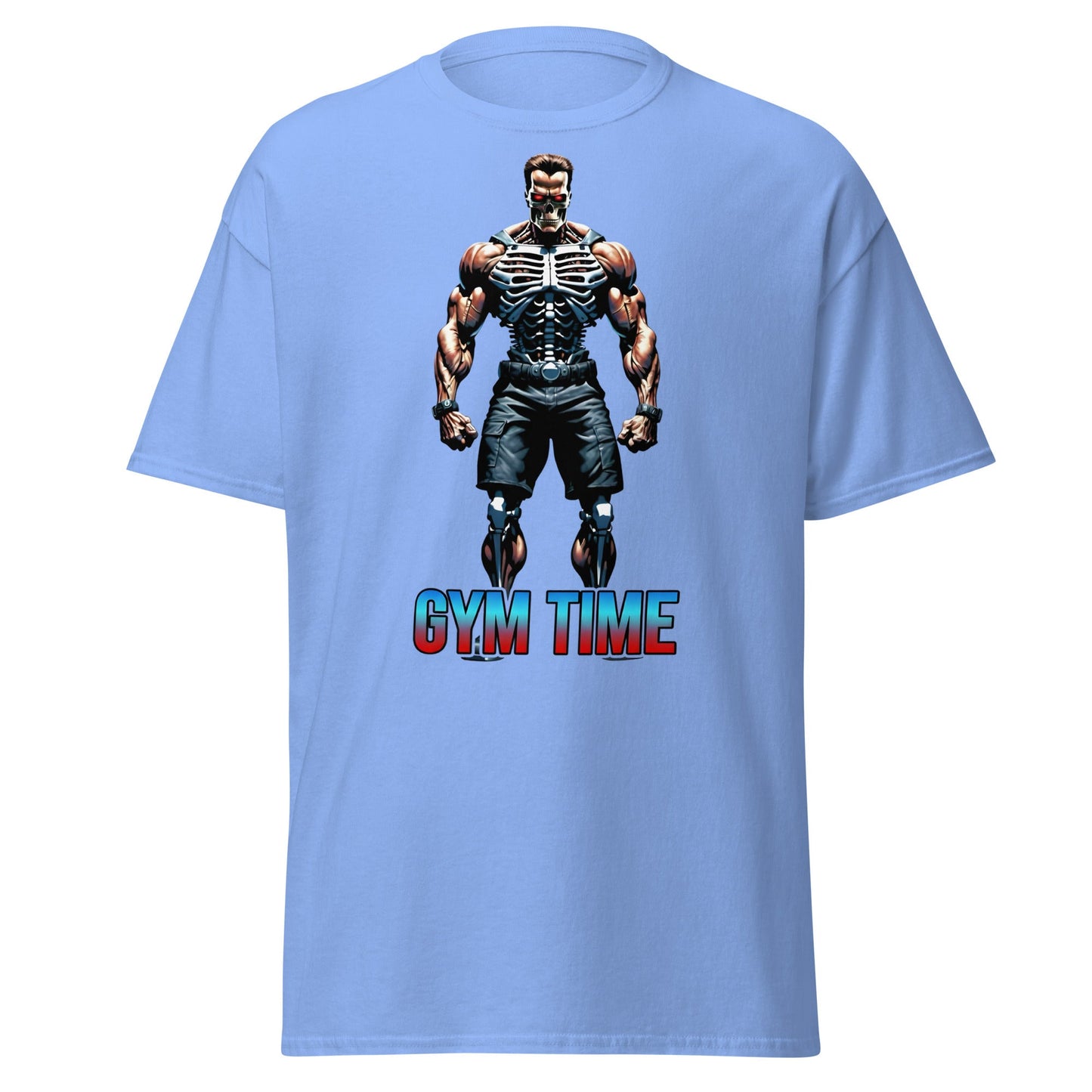 Gym Time Cyborg Skeleton T-Shirt | Bodybuilding Workout Tee - Carolina Blue - T-Shirts Online