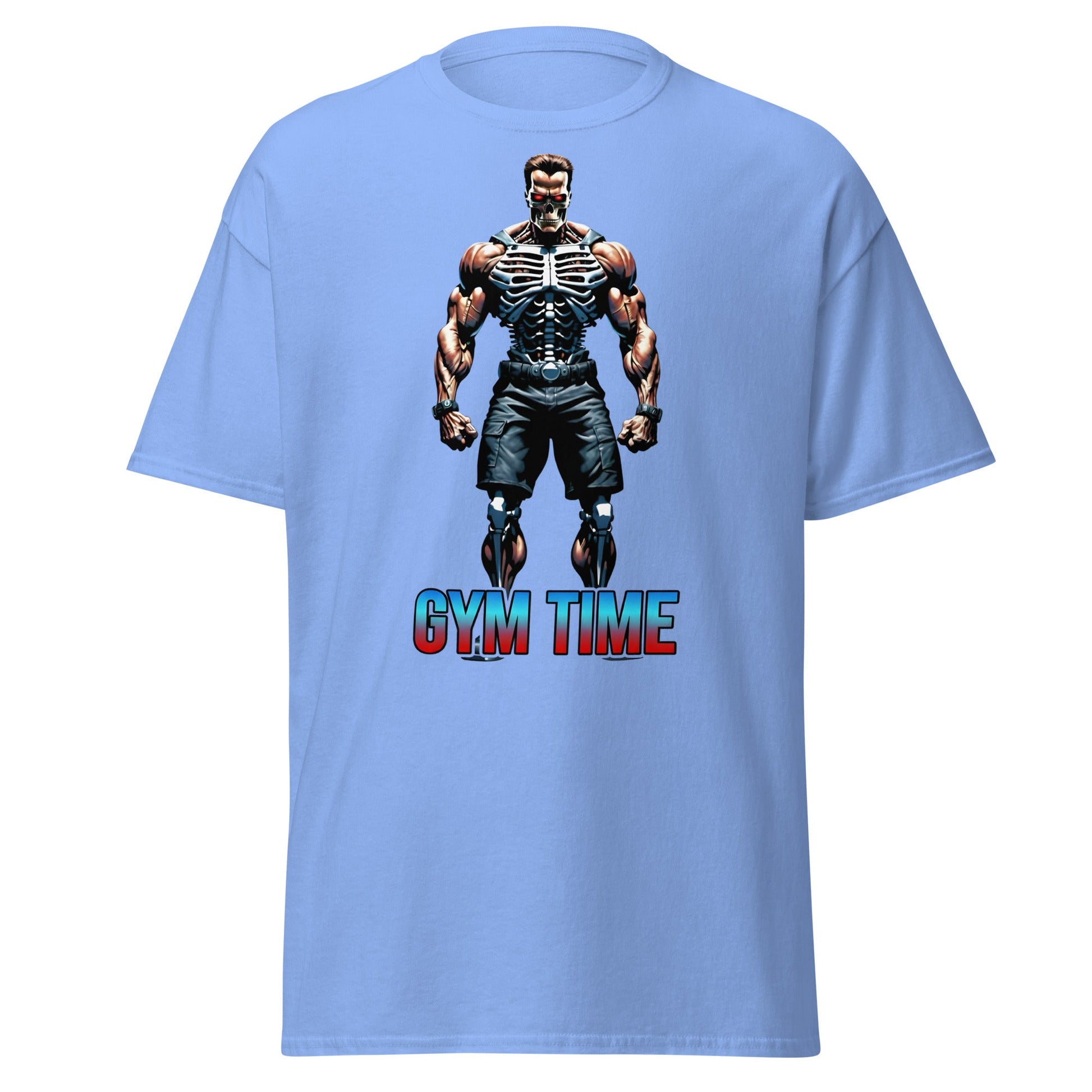 Gym Time Cyborg Skeleton T-Shirt | Bodybuilding Workout Tee - Carolina Blue - T-Shirts Online