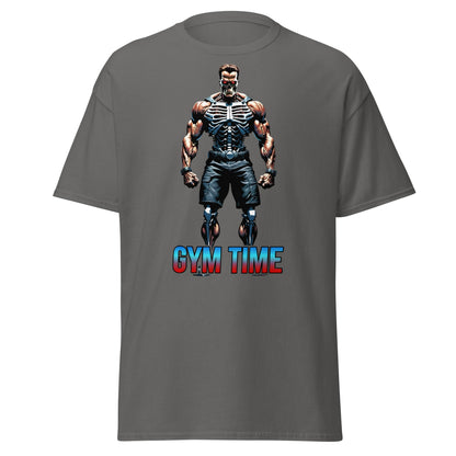 Gym Time Cyborg Skeleton T-Shirt | Bodybuilding Workout Tee - Charcoal - T-Shirts Online