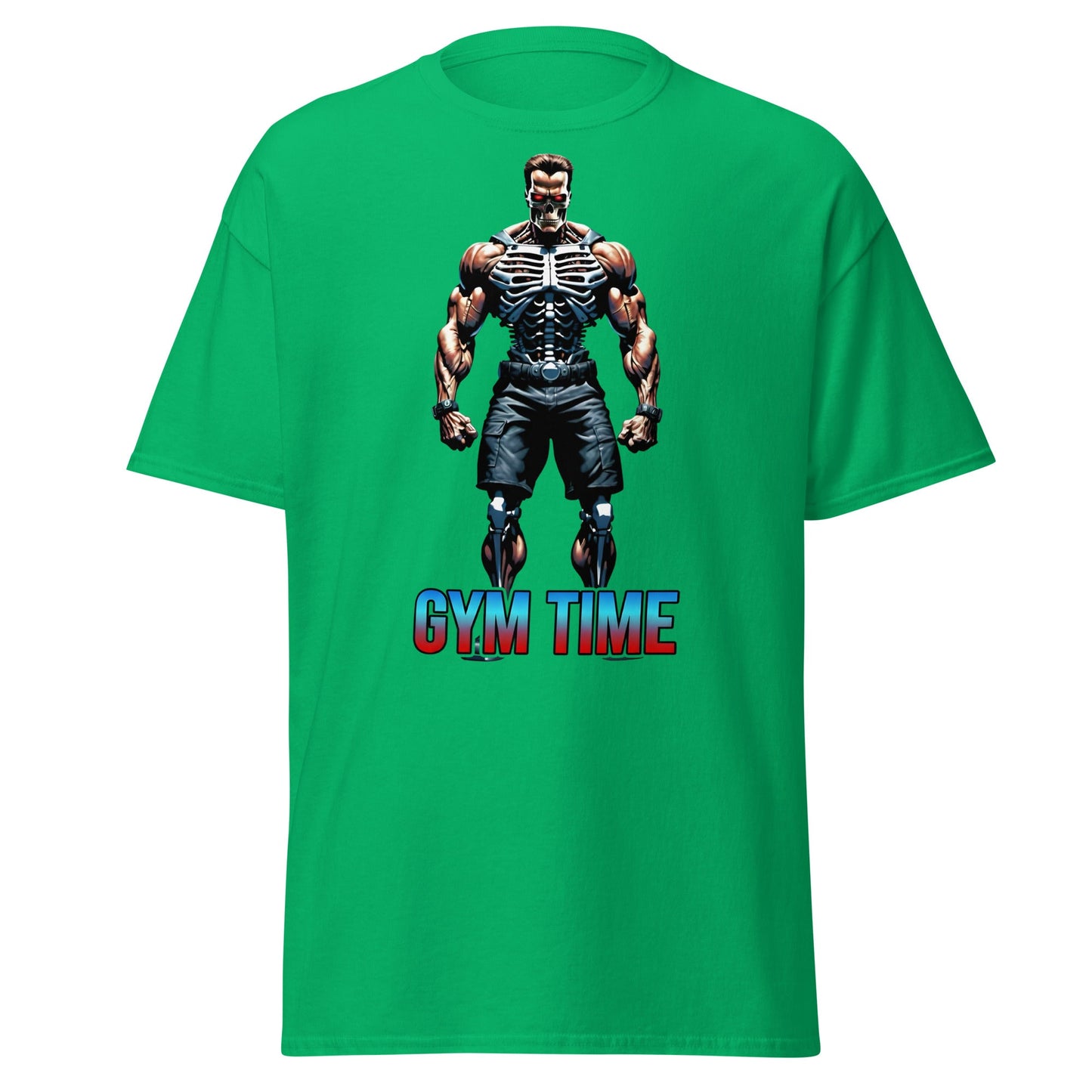 Gym Time Cyborg Skeleton T-Shirt | Bodybuilding Workout Tee - Irish Green - T-Shirts Online