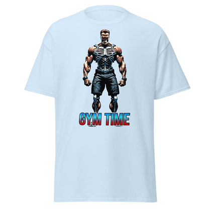 Gym Time Cyborg Skeleton T-Shirt | Bodybuilding Workout Tee - Light Blue - T-Shirts Online