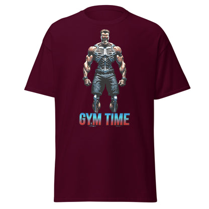 Gym Time Cyborg Skeleton T-Shirt | Bodybuilding Workout Tee - Maroon - T-Shirts Online