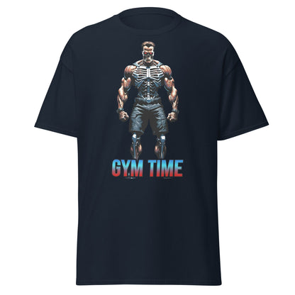 Gym Time Cyborg Skeleton T-Shirt | Bodybuilding Workout Tee - Navy - T-Shirts Online