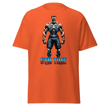 Gym Time Cyborg Skeleton T-Shirt | Bodybuilding Workout Tee - Orange - T-Shirts Online