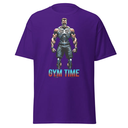 Gym Time Cyborg Skeleton T-Shirt | Bodybuilding Workout Tee - Purple - T-Shirts Online