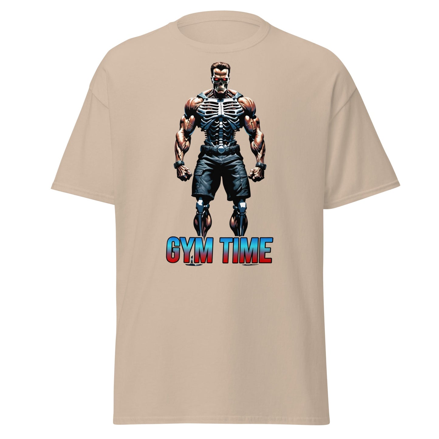 Gym Time Cyborg Skeleton T-Shirt | Bodybuilding Workout Tee - Sand - T-Shirts Online
