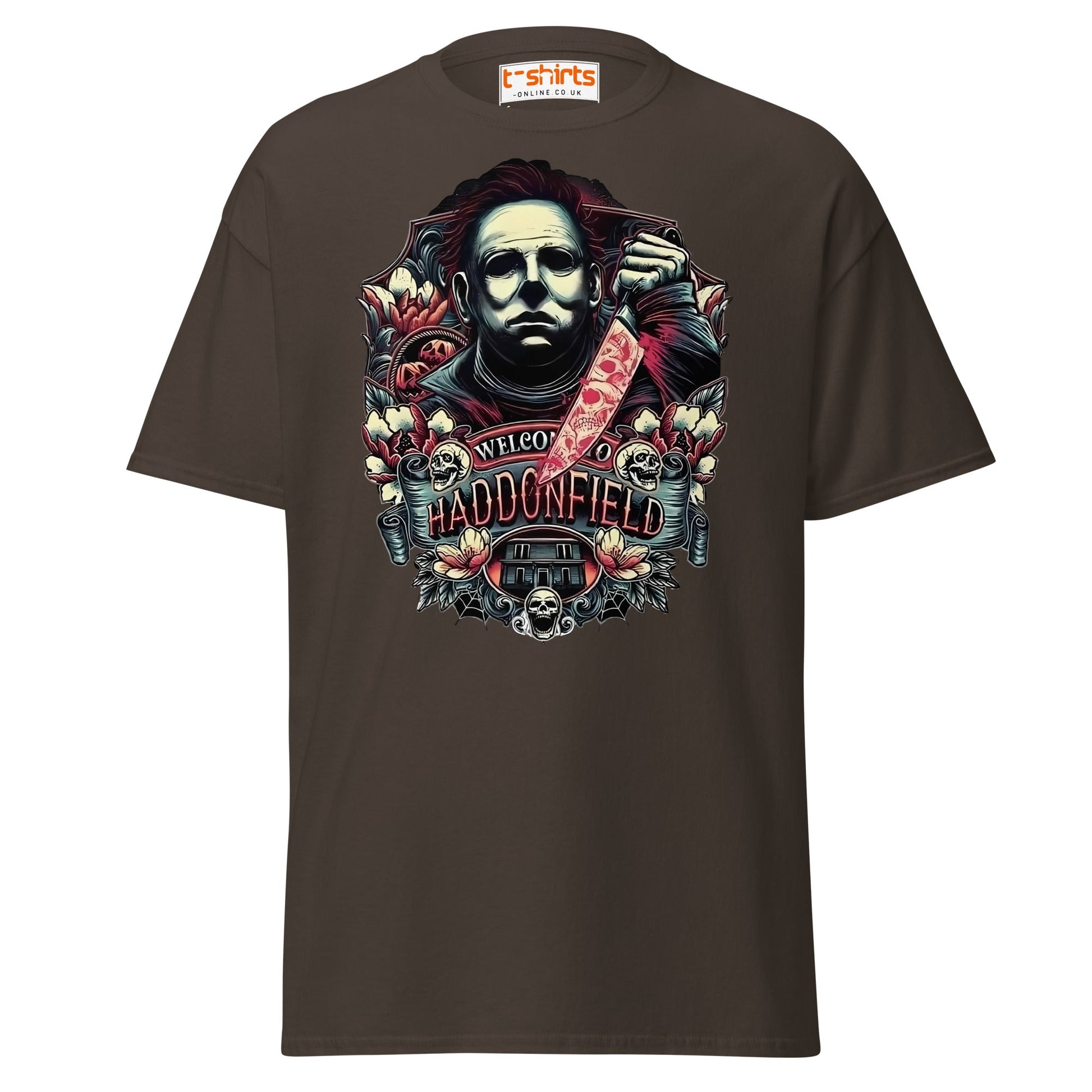 Haddonfield Horror T-Shirt | Creepy Masked Killer Tee - Dark Chocolate - T-Shirts Online