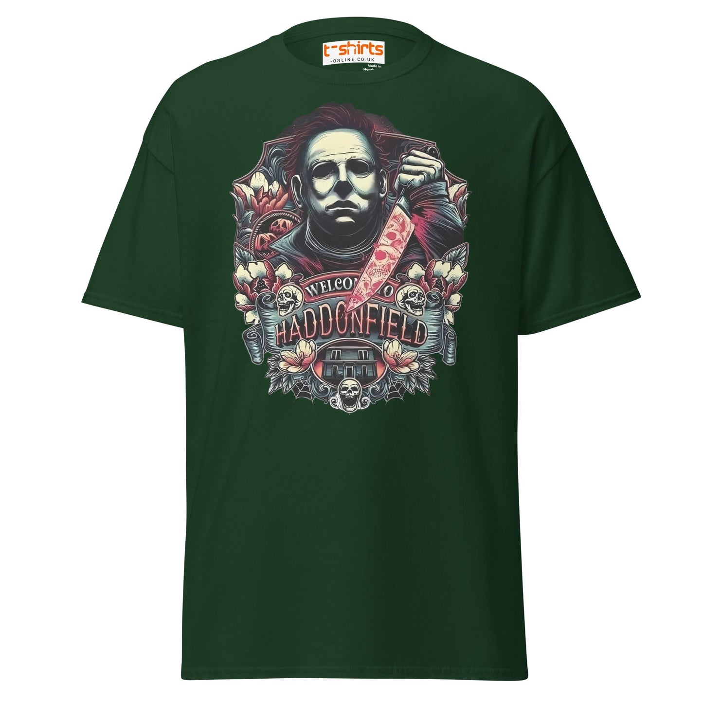 Haddonfield Horror T-Shirt | Creepy Masked Killer Tee - Forest Green - T-Shirts Online