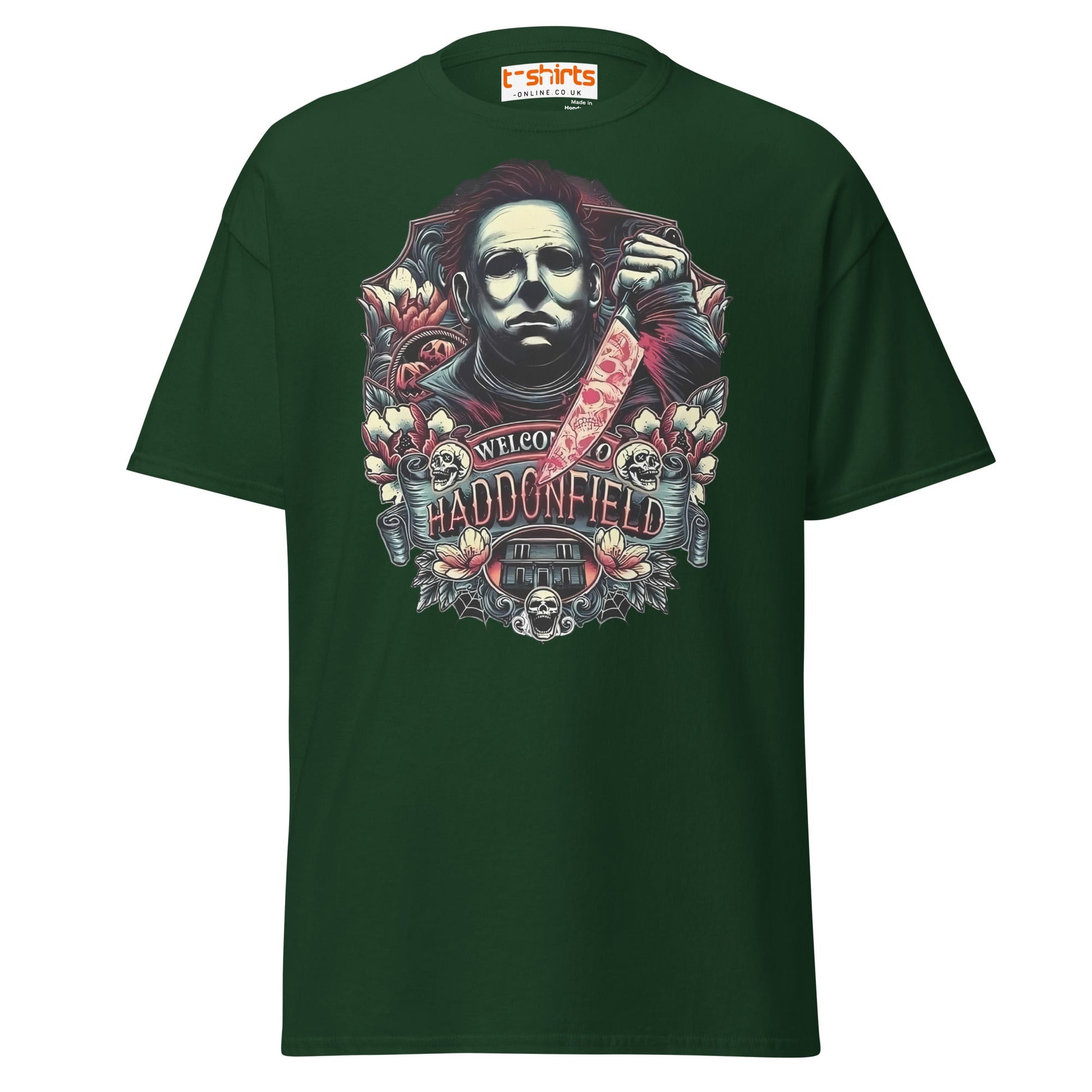 Haddonfield Horror T-Shirt | Creepy Masked Killer Tee - Forest Green - T-Shirts Online