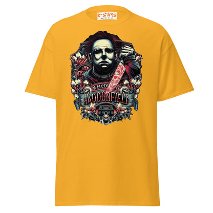 Haddonfield Horror T-Shirt | Creepy Masked Killer Tee - Gold - T-Shirts Online