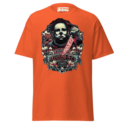 Haddonfield Horror T-Shirt | Creepy Masked Killer Tee - Orange - T-Shirts Online