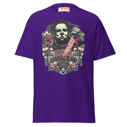 Haddonfield Horror T-Shirt | Creepy Masked Killer Tee - Purple - T-Shirts Online