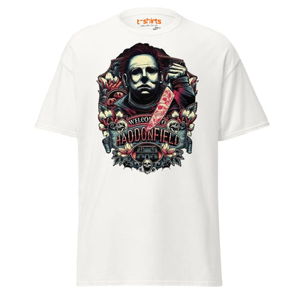 Haddonfield Horror T-Shirt | Creepy Masked Killer Tee - White - T-Shirts Online