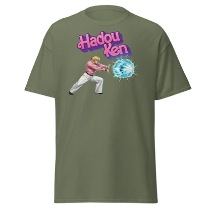 Hadouken Ken Funny Mashup Tee - Retro Gaming T-Shirt - Military Green - T-Shirts Online