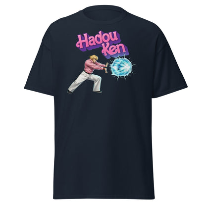 Hadouken Ken Funny Mashup Tee - Retro Gaming T-Shirt - Navy - T-Shirts Online