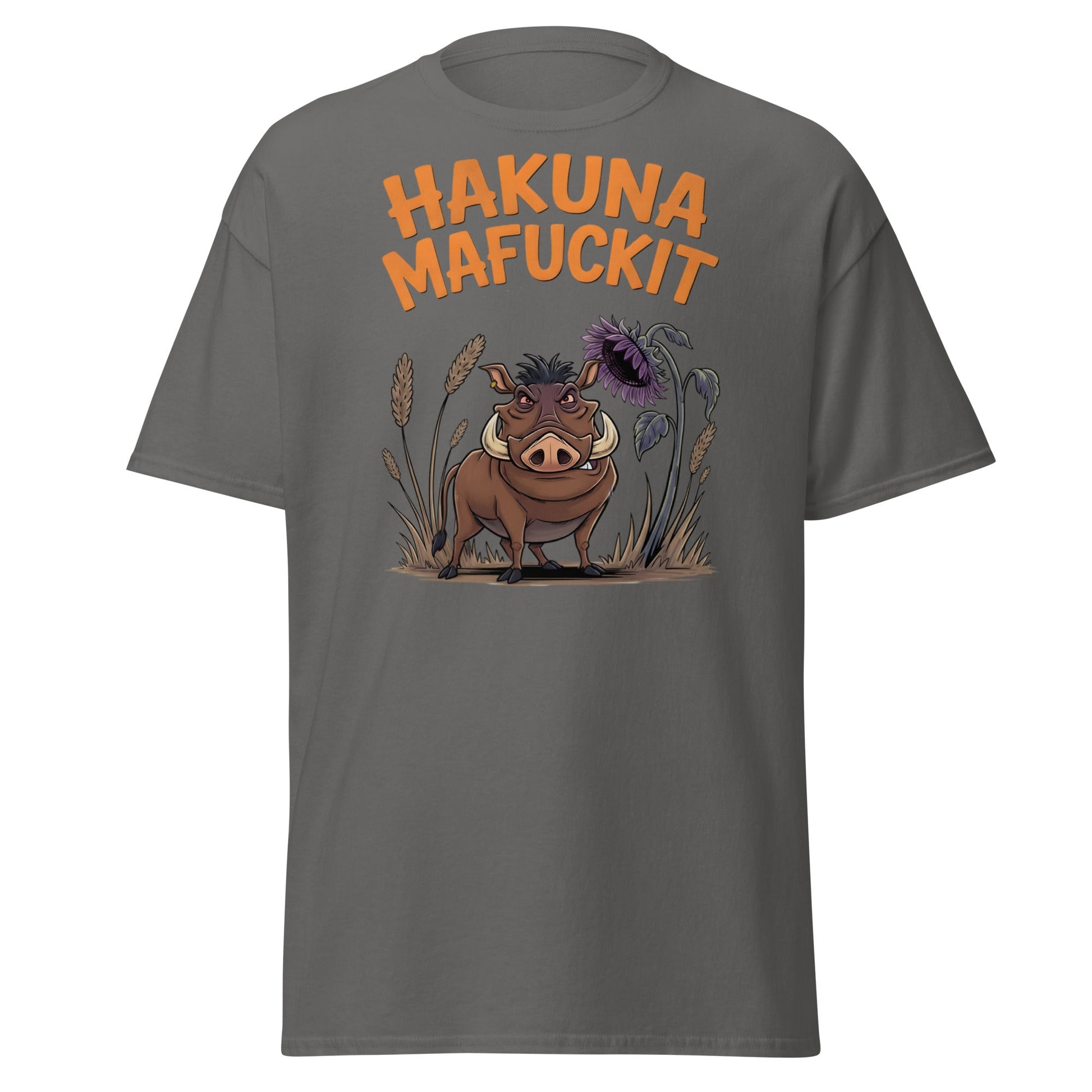 Hakuna Mafuckit T-Shirt - Funny Warthog Parody Tee - Charcoal - T-Shirts Online